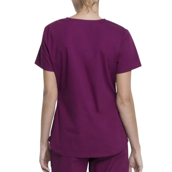 2/$30 - Scrubstar V-Neck Scrub Top Burgundy Wine short sleeve round - Size L - Picture 2 of 7